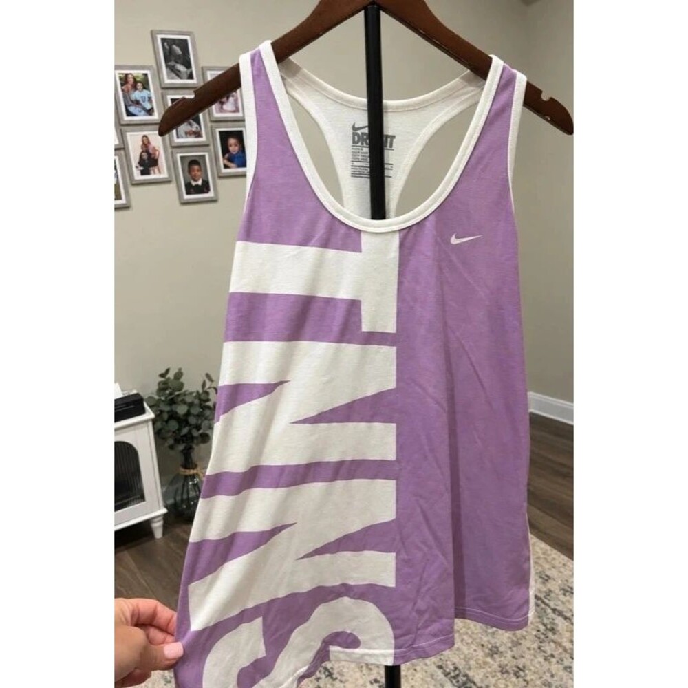 Nike Dri-FIT Purple & White Graphic Racerback Tank Top Size M